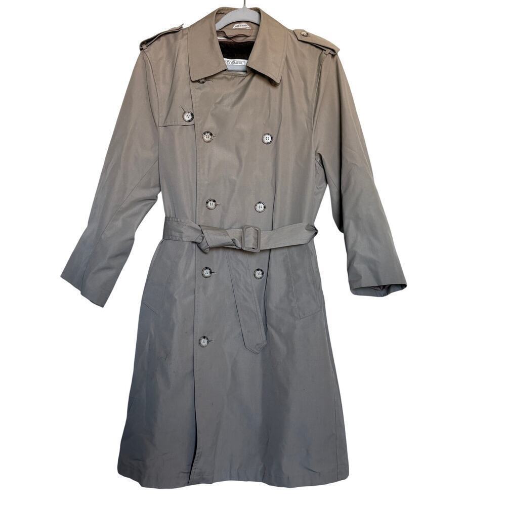 Vintage Woodmere Lined Trench Coat  Double Breasted 36 SHT normcore preppy